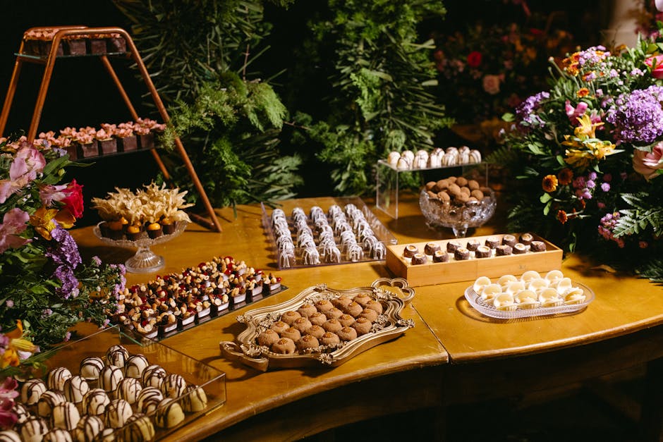 Abundant and elegant dessert buffet catering setup